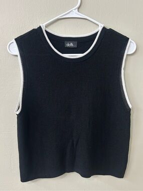 Dotti Black Knit Tank with White Trim Sz L